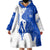 Uruguay Wearable Blanket Hoodie with Gaucho Rider Illustration Blue White Swirl - Wonder Print Shop