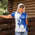 Uruguay Women Polo Shirt with Gaucho Rider Illustration Blue White Swirl - Wonder Print Shop