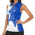 Uruguay Women Sleeveless Polo Shirt with Gaucho Rider Illustration Blue White Swirl - Wonder Print Shop