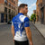 Uruguay Zipper Polo Shirt with Gaucho Rider Illustration Blue White Swirl - Wonder Print Shop
