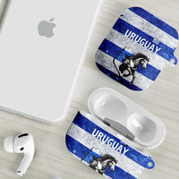 Uruguay AirPods Case with Wild Horse Illustration Blue Gray Striped - Wonder Print Shop