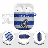 Uruguay AirPods Case with Wild Horse Illustration Blue Gray Striped - Wonder Print Shop