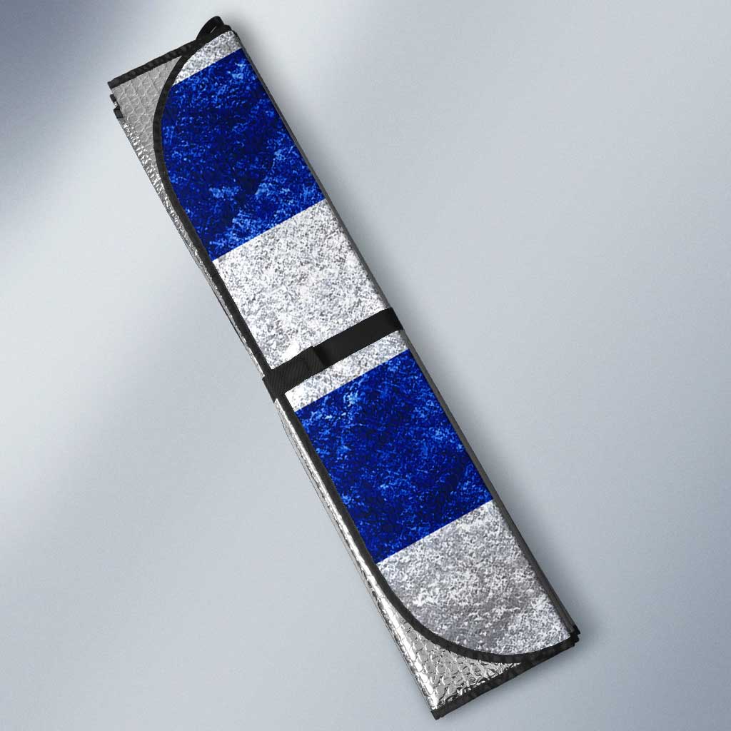 Uruguay Auto Sun Shade with Wild Horse Illustration Blue Gray Striped - Wonder Print Shop