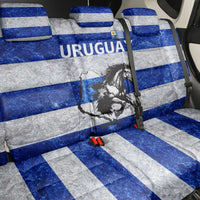 Uruguay Back Car Seat Cover with Wild Horse Illustration Blue Gray Striped - Wonder Print Shop