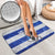 Uruguay Bathroom Set with Wild Horse Illustration Blue Gray Striped - Wonder Print Shop