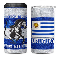 Uruguay 4 in 1 Can Cooler Tumbler with Wild Horse Illustration Blue Gray Striped - Wonder Print Shop