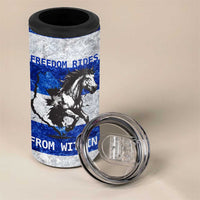 Uruguay 4 in 1 Can Cooler Tumbler with Wild Horse Illustration Blue Gray Striped - Wonder Print Shop