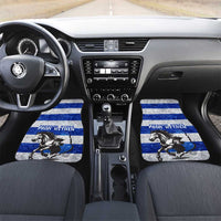 Uruguay Car Mats with Wild Horse Illustration Blue Gray Striped - Wonder Print Shop