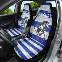 Uruguay Car Seat Cover with Wild Horse Illustration Blue Gray Striped - Wonder Print Shop