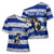 Uruguay Cross Shoulder Shirt with Wild Horse Illustration Blue Gray Striped - Wonder Print Shop