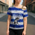 Uruguay Cross Shoulder Shirt with Wild Horse Illustration Blue Gray Striped - Wonder Print Shop
