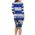 Uruguay Family Matching Long Sleeve Bodycon Dress and Hawaiian Shirt with Wild Horse Illustration Blue Gray Striped - Wonder Print Shop