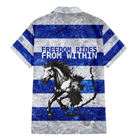 Uruguay Family Matching Mermaid Dress and Hawaiian Shirt with Wild Horse Illustration Blue Gray Striped - Wonder Print Shop