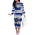 Uruguay Family Matching Off The Shoulder Long Sleeve Dress and Hawaiian Shirt with Wild Horse Illustration Blue Gray Striped - Wonder Print Shop