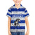Uruguay Family Matching Off The Shoulder Long Sleeve Dress and Hawaiian Shirt with Wild Horse Illustration Blue Gray Striped - Wonder Print Shop