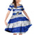 Uruguay Family Matching Off Shoulder Short Dress and Hawaiian Shirt with Wild Horse Illustration Blue Gray Striped - Wonder Print Shop