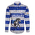 Uruguay Family Matching Off Shoulder Short Dress and Hawaiian Shirt with Wild Horse Illustration Blue Gray Striped - Wonder Print Shop