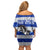 Uruguay Family Matching Off Shoulder Short Dress and Hawaiian Shirt with Wild Horse Illustration Blue Gray Striped - Wonder Print Shop