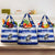 Uruguay Grocery Bag with Wild Horse Illustration Blue Gray Striped - Wonder Print Shop