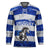 Uruguay Hockey Jersey with Wild Horse Illustration Blue Gray Striped - Wonder Print Shop