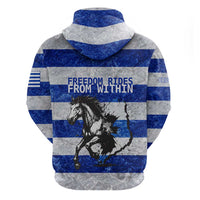 Uruguay Hoodie with Wild Horse Illustration Blue Gray Striped - Wonder Print Shop
