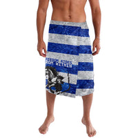 Uruguay Lavalava with Wild Horse Illustration Blue Gray Striped - Wonder Print Shop