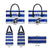 Uruguay Leather Bag with Wild Horse Illustration Blue Gray Striped - Wonder Print Shop