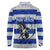 Uruguay Long Sleeve Polo Shirt with Wild Horse Illustration Blue Gray Striped - Wonder Print Shop