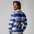 Uruguay Long Sleeve Polo Shirt with Wild Horse Illustration Blue Gray Striped - Wonder Print Shop