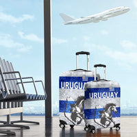 Uruguay Luggage Cover with Wild Horse Illustration Blue Gray Striped - Wonder Print Shop
