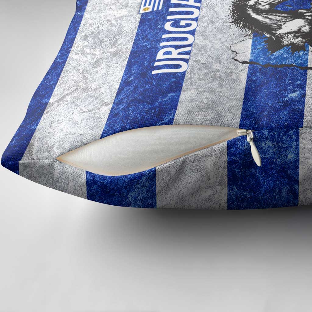Uruguay Pillow Cover with Wild Horse Illustration Blue Gray Striped - Wonder Print Shop
