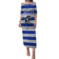 Uruguay Puletasi with Wild Horse Illustration Blue Gray Striped - Wonder Print Shop