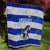 Uruguay Quilt with Wild Horse Illustration Blue Gray Striped - Wonder Print Shop