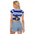 Uruguay Raglan Cropped T Shirt with Wild Horse Illustration Blue Gray Striped - Wonder Print Shop