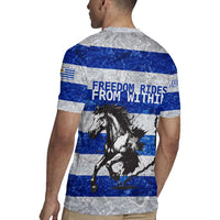 Uruguay Rugby Jersey with Wild Horse Illustration Blue Gray Striped - Wonder Print Shop