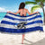 Uruguay Sarong with Wild Horse Illustration Blue Gray Striped - Wonder Print Shop