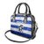 Uruguay Shoulder Handbag with Wild Horse Illustration Blue Gray Striped - Wonder Print Shop