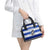Uruguay Shoulder Handbag with Wild Horse Illustration Blue Gray Striped - Wonder Print Shop