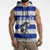 Uruguay Sleeveless Zip Hoodie with Wild Horse Illustration Blue Gray Striped - Wonder Print Shop