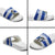 Uruguay Slide Sandals with Wild Horse Illustration Blue Gray Striped - Wonder Print Shop