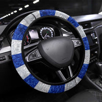 Uruguay Steering Wheel Cover with Wild Horse Illustration Blue Gray Striped - Wonder Print Shop