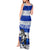Uruguay Tank Maxi Dress with Wild Horse Illustration Blue Gray Striped - Wonder Print Shop