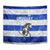 Uruguay Tapestry with Wild Horse Illustration Blue Gray Striped - Wonder Print Shop