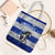 Uruguay Tote Bag with Wild Horse Illustration Blue Gray Striped - Wonder Print Shop