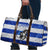 Uruguay Travel Bag with Wild Horse Illustration Blue Gray Striped - Wonder Print Shop