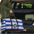Uruguay Travel Bag with Wild Horse Illustration Blue Gray Striped - Wonder Print Shop