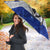 Uruguay Umbrella with Wild Horse Illustration Blue Gray Striped - Wonder Print Shop