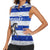 Uruguay Women Sleeveless Polo Shirt with Wild Horse Illustration Blue Gray Striped - Wonder Print Shop