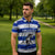 Uruguay Zipper Polo Shirt with Wild Horse Illustration Blue Gray Striped - Wonder Print Shop