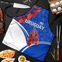 Uruguay Apron with Erythrina Flower Illustration Blue White Nature - Wonder Print Shop